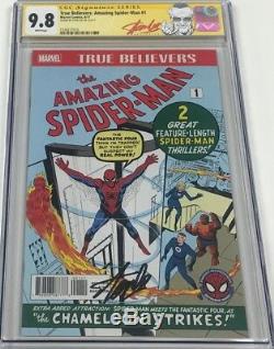 Marvel True Believers Reprint Amazing Spiderman #1 Signed by Stan Lee CGC 9.8 SS