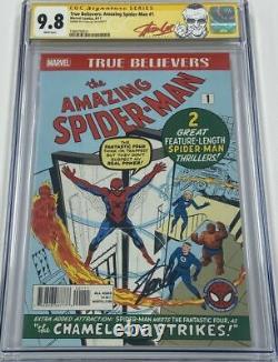 SIGNED BY STAN LEE Amazing SPIDER-MAN #1 CGC 9.8 MARVEL TRUE BELIEVERS Reprint