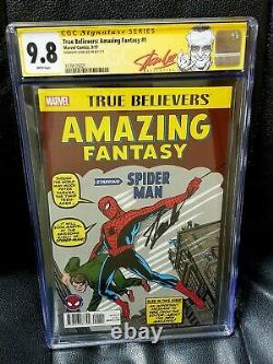 SIGNED STAN LEE CGC 9.8 TRUE BELIEVERS AMAZING FANTASY 1 Spider-man Reprint 15
