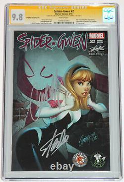 Spider Gwen #2 Cgc 9.8 Ss Signed 2x In Silver By Stan Lee & Scott Campbell