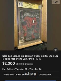 Spiderman 1 CGC 9.8 signed McFarlane & Stan Lee + NY Con SpiderMan Label RARE