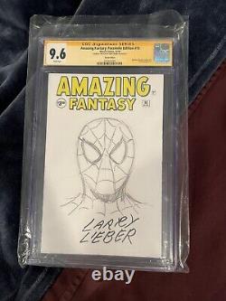 Stan Lee Larry Lieber Spiderman CGC SS 9.6 NM Full Head Sketch Amzg Fantasy 15