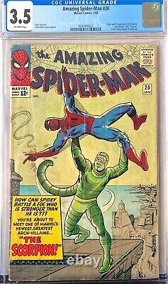 The Amazing Spider-Man #20 (Jan 1965, Marvel Comics) CGC 3.5 VG- 1st Scorpion