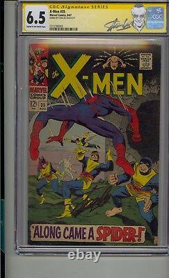 X-men #35 Cgc 6.5 Ss Signed Stan Lee Spider-man Classic Crossover