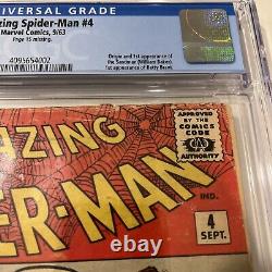 1963 Marvel Comics Amazing Spider-Man 4 CGC 0,5 1ère apparition de Sandman Silver Age, OW 
<br/> 
<br/>(Note: 'OW' is not translated as it likely refers to the comic's page quality, which is a common grading term in the comic book industry)