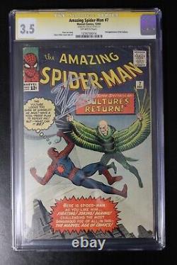 AMAZING SPIDER-MAN #7 CGC SS 3.5 Signé par Stan Lee Marvel 1963