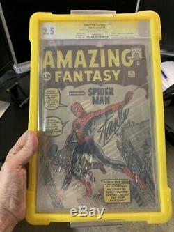Amazing Fantasy # 15 Cgc 2.5 Signé Stan Lee Af15 1er Apparence Spider-man