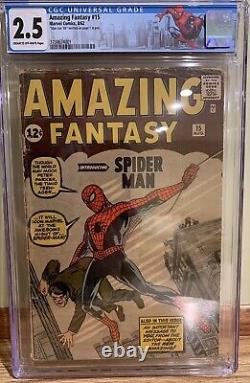 Amazing Fantasy #15 Cgc 2.5 Signé Stan Lee Af15 1ère Apparition Spider-man Nouveau