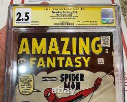 Amazing Fantasy 15 Cgc 2.5 Ss Stan Lee Grail 1er Spider-man