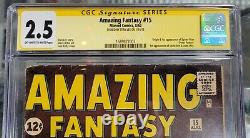 Amazing Fantasy 15 Cgc 2.5 Ss Stan Lee Grail 1er Spider-man Check Descp. Ty