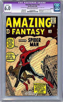 Amazing Fantasy # 15 Cgc 6.0 Signé Par Stan Lee Very First Spider-man App 1962