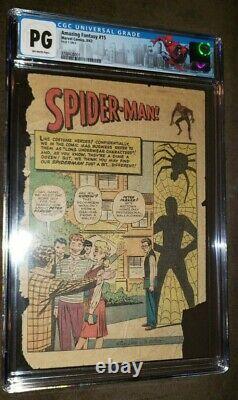 Amazing Fantasy 15 Cgc Pg Page 1 Seulement 1962 Stan Lee 1ère Apparance De L'homme-spider