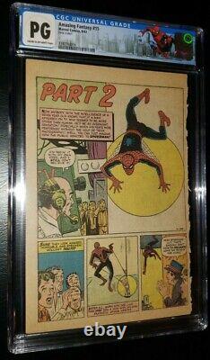 Amazing Fantasy 15 Cgc Pg Page 4 Seulement 1962 Stan Lee 1ère Apparance De L'homme-spider