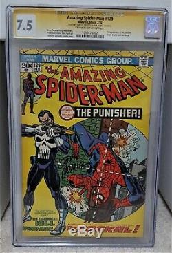 Amazing Spider-man # 129 (1974) Cgc 7.5 Ss 2x Signature Stan Lee & Romita Auto