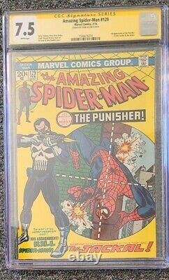 Amazing Spider-man #129 Cgc 7.5 Marvel Comics 1974 1st Punisher Signé Stan Lee