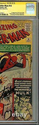 Amazing Spider-man #14 Cgc 3.0 Signed Stan Lee 1ère Application Green Goblin Ditko Cover