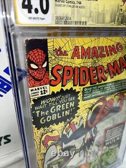 Amazing Spider-man #14 Cgc 4.0 Première Apparition De Green Goblin Signed Stan Lee