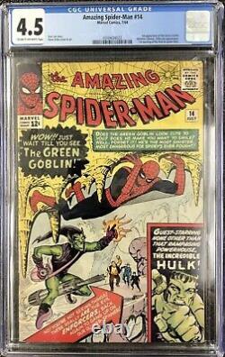 Amazing Spider-man #14 Cgc 4.5 Vg+ 1964 Stan Lee Green Goblin Hulk Marvel