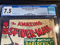 Amazing Spider-man #16 9/64 Marvel-cgc 7,5 Off White/white-daredevil Crossover