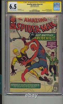 Amazing Spider-man #16 Cgc 6.5 Ss Signé Stan Lee 1er Crossover Daredevil