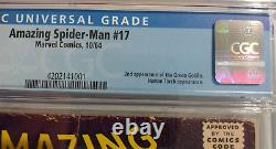 Amazing Spider-man #17 Cgc 4.0 2nd Green Goblin / Lee & Ditko Blanc Cassé/ Blanc