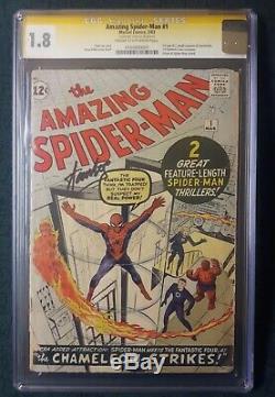 Amazing Spider-man # 1 1963 Ss Cgc 1.8 Stan Lee A Signé Marvel