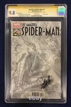 Amazing Spider-man #1 Alex Ross Sketch Variante 1300 Cgc 9.8 Signé Par Stan Lee