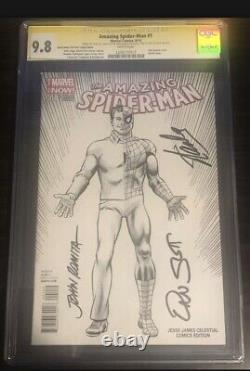 Amazing Spider-man #1 Cgc 3x Stan Lee Ss Signé Romita Slott Jesse James Variant