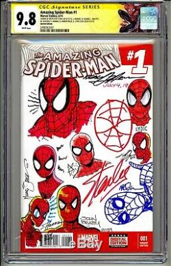 Amazing Spider-man # 1 Cgc Ss 9.8 Signé Et Esquissées Par Stan Lee & 8 Legends Rare