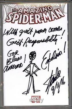 Amazing Spider-man # 1 Cgc Ss 9.8 Stan Lee Signature Date Sketch Citation Commentaire 1/1