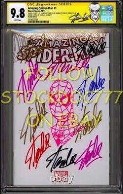 Amazing Spider-man #1 Cgc Ss 9.8 Stan Lee Signé 10x In Colored Sharpies 1/1
