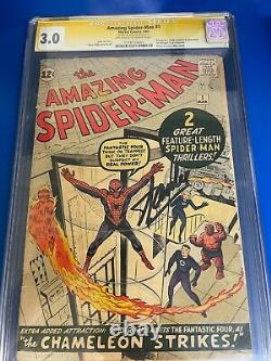Amazing Spider-man #1 Marvel Silver Age 1963 Cgc 3.0 Signé Par Stan Lee