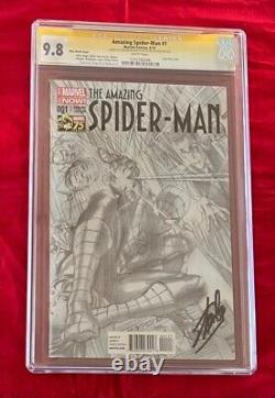 Amazing Spider-man 1 Ross 75 Ans Sketch Variante Cgc 9.8 Signé- Stan Lee Jour 1