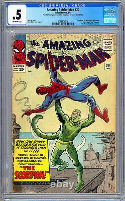 Amazing Spider-man #20 Cgc 0.5 Origine Et 1er Scorpion Stan Lee Steve Ditko 1965