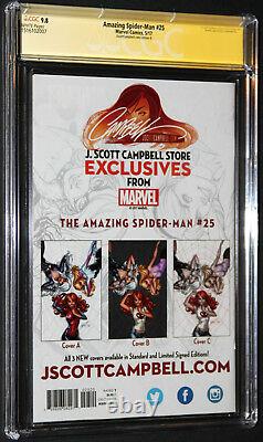 Amazing Spider-man #25variant Bcgc Ss 9.8 Signé 2x Par Stan Lee & Campbell