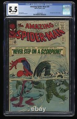 Amazing Spider-man #29 Cgc Fn- 5.5 Off White 2nd Apparence Scorpion! M. Stan Lee