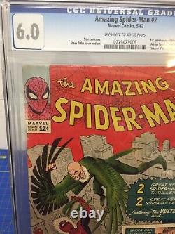 Amazing Spider-man # 2 Cgc 6.0 Owithw Pages Stan Lee Histoire / Ditko 1er Vulture 3rdspi