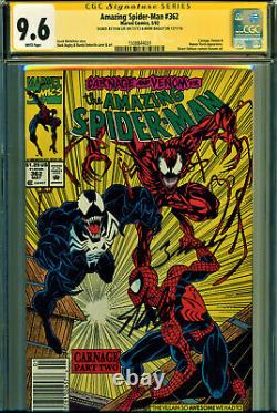 Amazing Spider-man #362 Cgc 9.6 2x Signé Par Stan Lee & M Bagley! Tous Les Kiosques À Journaux