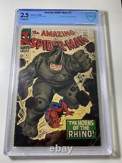 Amazing Spider-man #41 Cbcs 2.5 1966 Première Apparition De Rhino Non Cgc Stan Lee