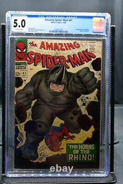 Amazing Spider-man #41 Cgc 5.0 Marvel 1966 Première Apparition Du Rhino Stan Lee