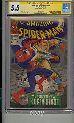 Amazing Spider-man # 42 Cgc 5.5 Ss Signé Stan Lee Mary Jane Révélé En Cameo