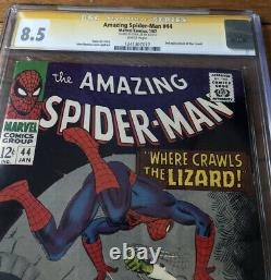 Amazing Spider-man #44 Cgc Ss 8.5 Stan Lee Marvel 2ème Lizard 1967, Pages Blanches