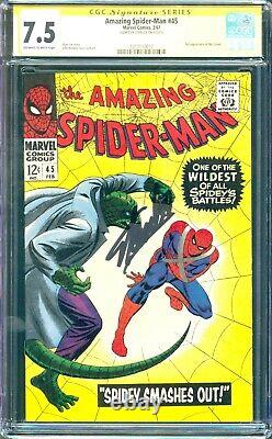 Amazing Spider-man #45 (1967) Cgc 7.5 - O/w To White Pgs Stan Lee Signé (ss)