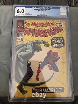 Amazing Spider-man #45, Cgc 6.0 Marvel Comics 2/67 3e Apparition De The Lizard