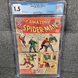 Amazing Spider-man #4 Cgc 1.5 1st Sandman 1963 Ditko Stan Lee Histoire
