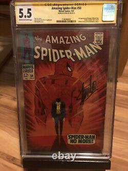 Amazing Spider-man # 50 Cgc 5.5 Ss Signe Stan Lee 1st Pivot Clé