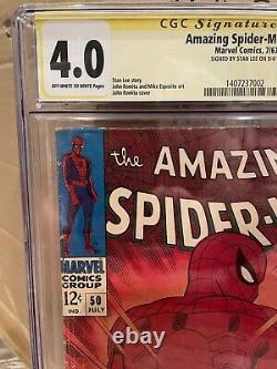 Amazing Spider-man 50 Cgc Ss 4.0 Première Apparition 1er Kingpin Stan Lee Signé