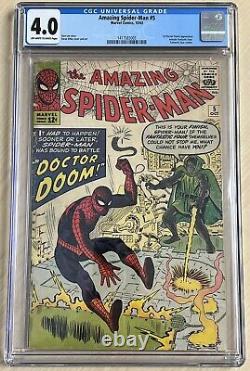 Amazing Spider-man 5 Cgc 4.0 Owithw 1st Dr Doom App Out Of Ff! C'est Une Application! 1417583005