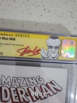 Amazing Spider-man #648 Cgc 9.8 Signé Et Croquis Stan Lee Todd Mcfarlane Rare