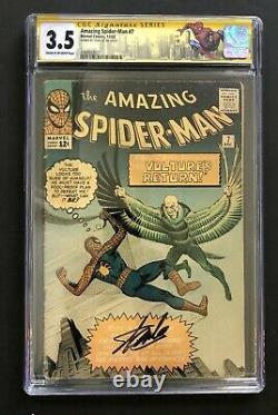Amazing Spider-man #7 Cgc 3.5 Ss Stan Lee A Signé La 2e Vulture